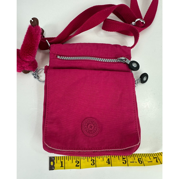 Kipling El Dorado Crossbody Travel Bag Organizer Very Berry Magenta W/ Monkey - Picture 3 of 14